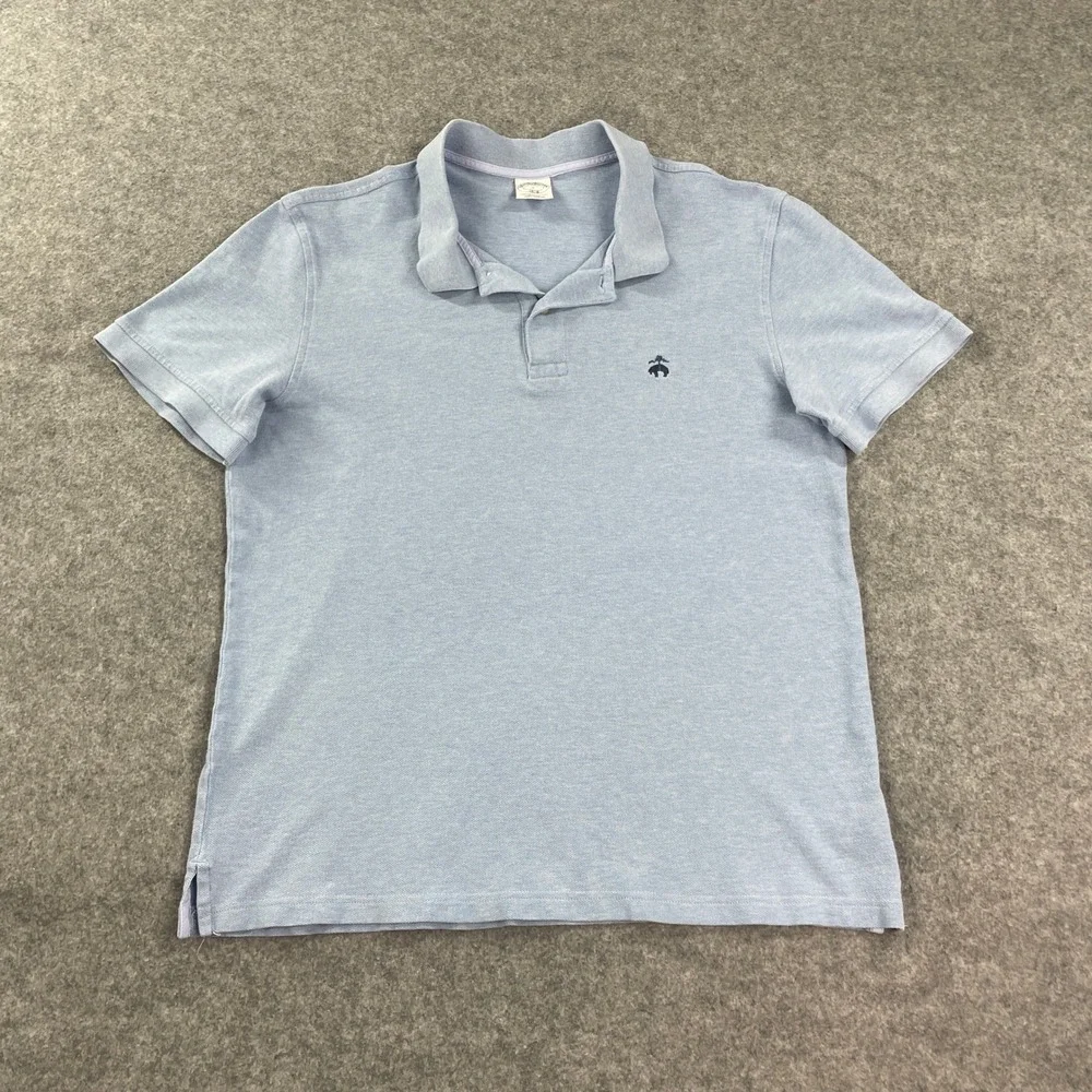 Brooks Brothers Performance Polo Mens Shirt L Light Blue Short Sleeve Long